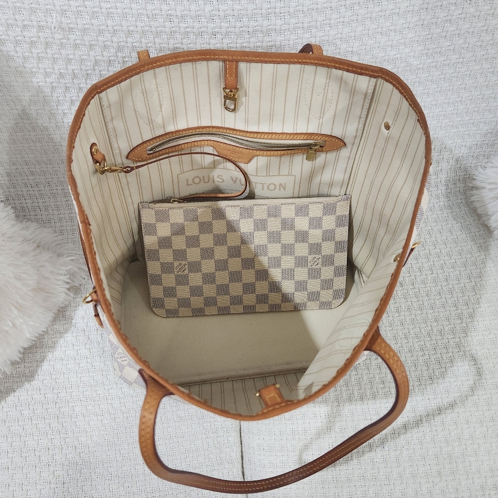 LOUIS VUITTON NEVERFULL AZUR TOTE BAG MM AUTHENTIC - Picture 4 of 17